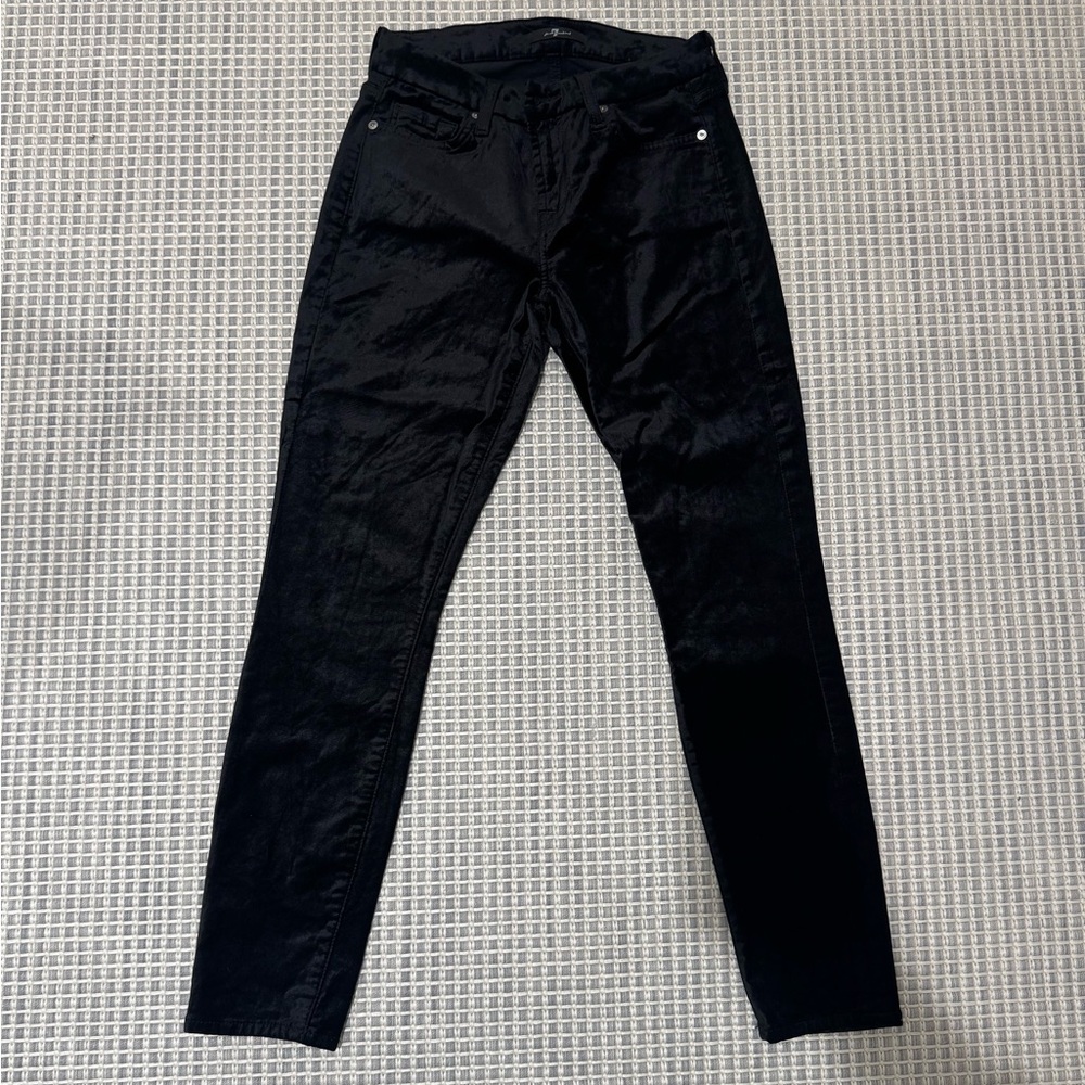 7 For All Mankind Black Velour Skinny Jeans Size 26